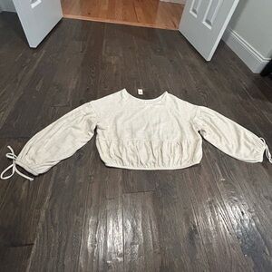 NWT Aerie Cream Ribbed Long Sleeve Top Size Small